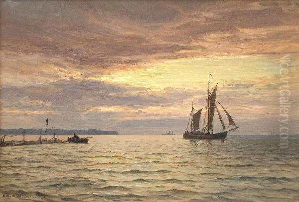 Morning in the Sound. Fishermen at their nets. - view 1