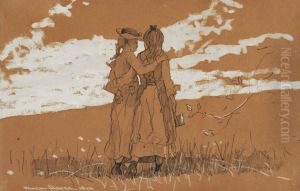 Girls on Hillside by Winslow Homer