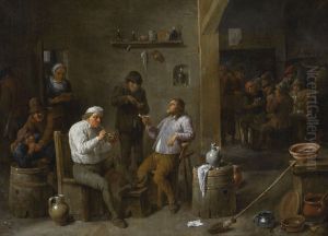 Interior tavern scene with peasants drinking and smoking by David Teniers the Younger