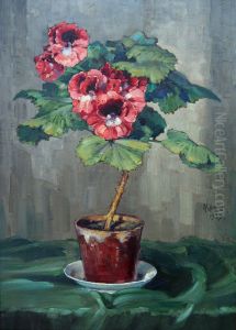 Blume im Topf (Pelargonie)