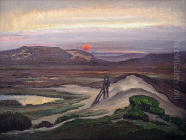 Bei Unterluss (Abend in der Heide) - view 1