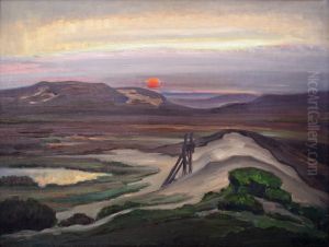 Bei Unterluss (Abend in der Heide) by Albert Konig