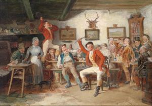 Parforcejager in einer Wirtshausgesellschaft by Albert Muller-Lingke