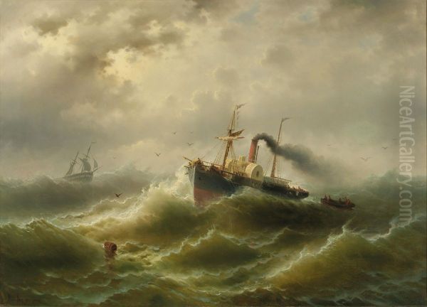 Steamboat in a Storm on the North Sea - view 1