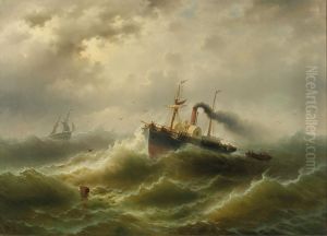 Steamboat in a Storm on the North Sea