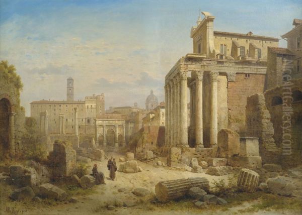 Blick auf das Forum Romanum mit dem Septimius-Severus-Bogen und dem Tempel der Faustina und des Antonius Pius. - view 1