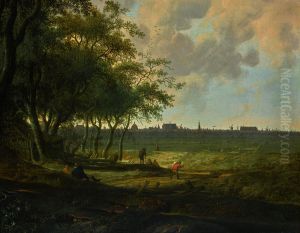 Landscape with view of Leiden by Anthonie van Croos