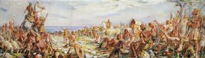Arrival of Slovenes to the sea, draft by Albert Sirk