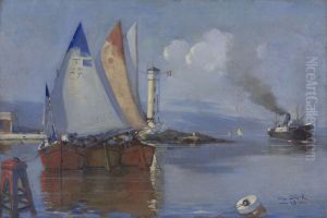 Prihod ladij v pristanisce by Albert Sirk