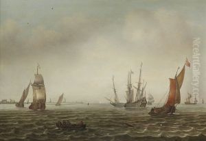 Sailing boats in a breeze by Justus de Verwer