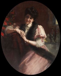 Bildnis einer Dame mit Pelzstola by Albert von Keller
