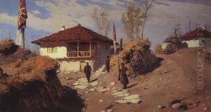 Glavnaa kvartira komanduusego Rusukskim otradom v Brestovce by Vasily Polenov