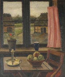 By a kitchen window. By a kitchen window.
