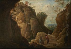 Mountain landscape with travellers Mountain landscape with travellers