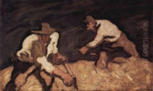 Die Schnitter (Die Bergmaher bei aufsteigendem Gewitter) by Albin Egger-Lienz