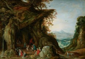 Landscape with gypsies in a cave