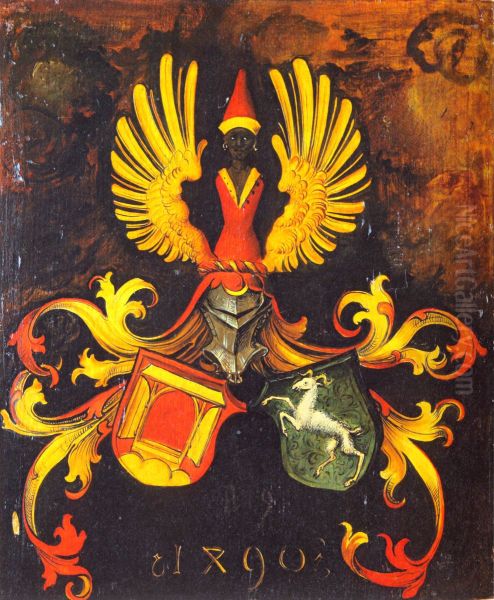 Marriage Coat of Arms of the Families Duerer and Holper. Verso of the Albrecht Durer the Elder portrait - view 1