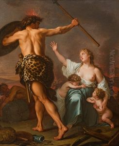 Humanity wanting to stop the fury of the Demon of War by Nicolas-Rene Jollain