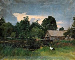 Landscape with a Stork by Kazimierz Alchimowicz