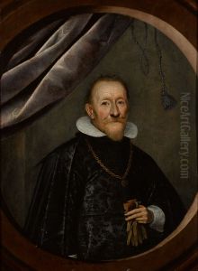 Portrait of a gentleman, half-length, wearing a gold chain