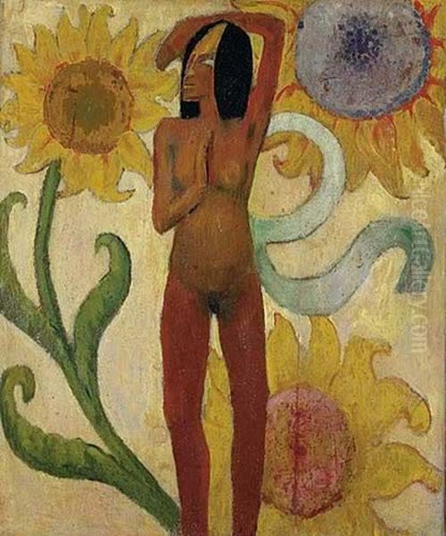 Caribbean Woman, or Female Nude with Sunflowers - view 1