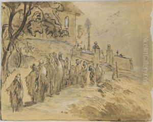 Participants du Haberfeldtreiben devant l'eglise