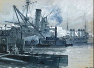 Near the Dardanelles, English and French war ships in the harbour of Malta Near the Dardanelles, English and French war ships in the harbour of Malta