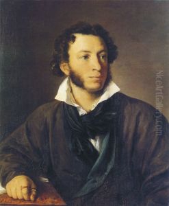 Portrait of Alexander Pushkin. by Vasily Andreevich Tropinin
