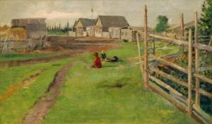 Alemasovo Village. Landscape with Boys Alemasovo Village. Landscape with Boys