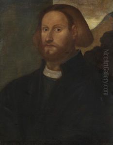 Ritratto Di Gentiluomo Con Barba, Su Un Paesaggio by Giovanni De' Busi Cariani