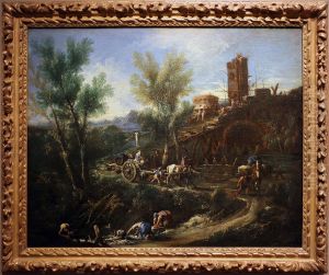 paesaggio con zingari e lavandaie