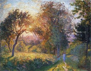 Girl in the Forest at Sunset by Henri Lebasque