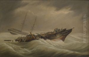 H.M.S. 'Serpent' dismasted in a violent squall off Spithead, 1st December 1836