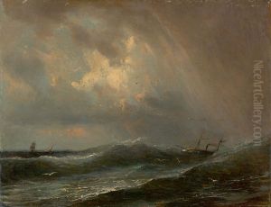 Stormy sea with capsizing ship by Robert Kummer