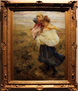 fanciulla con bambino in braccio