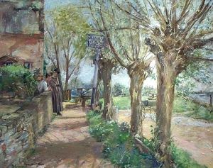 The Ferry Boat Inn at Holywell on the Great Ouse, Huntingdonshire by Alexander Ignatius Roche