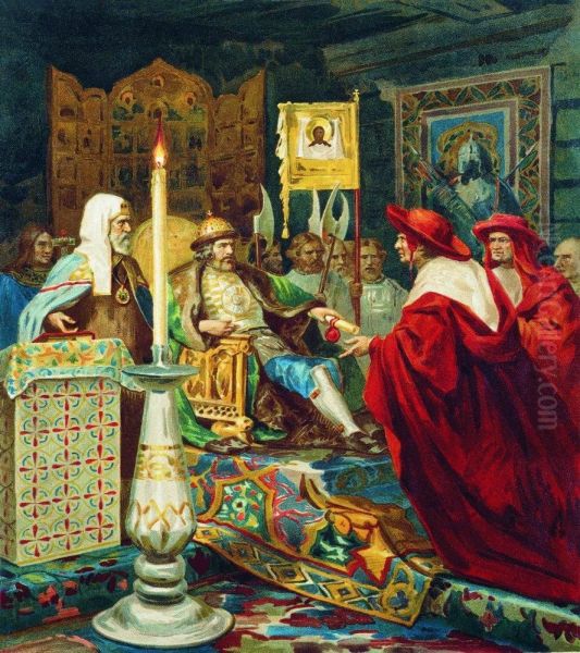 Prince Alexander Nevsky receiving Papal legates - view 1