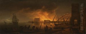 Nachtlicher Brand in einem Seehafen, 1748 by Joseph Vernet