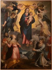 madonna col bambino in gloria tra santi by Alessandro Turchi