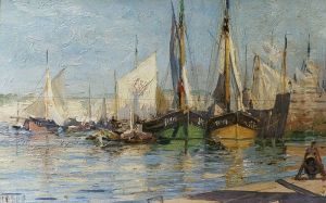 Morning in Dieppe Harbor by Alexey Bogolyubov