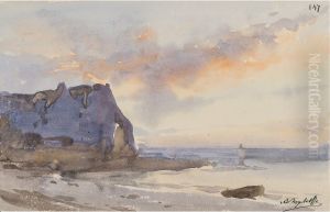 Sunset at Etretat by Alexey Bogolyubov
