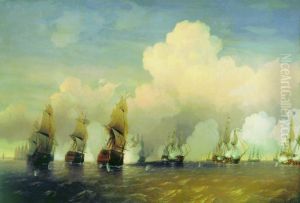 The Battle near Kronstadt, 1790 by Alexey Bogolyubov