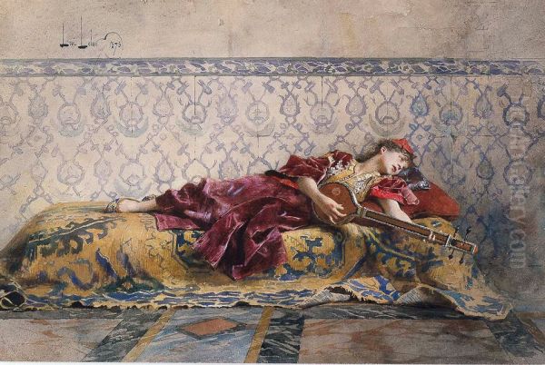 Moroccan Girl, Playing a Stringed Instrument - view 1