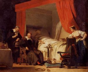 Cardinal Mazarin at the Deathbed of Eustache Le Sueur by Alexandre-Evariste Fragonard