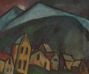 Berglandschaft mit Hausern by Alexei Jawlensky
