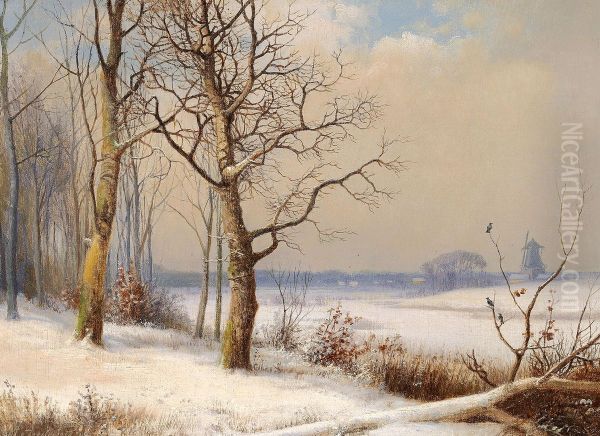 A winter landscape with a mill. - view 1
