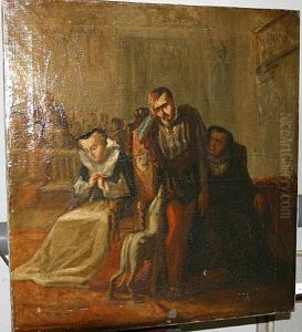 Voorstudie Voor Een Portret Van Een Adelijk Koppel. by Edouard Carion