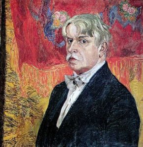 Self Portrait with Red Kerchief by Aleksandr Golovin