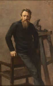 Constantin Meunier in his sculptor's studio by Isidore Verheyden