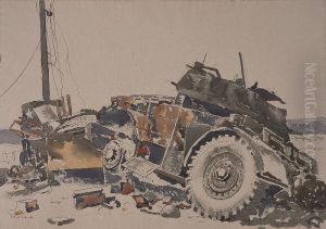 DESTROYED VEHICLES NEAR XANTEN, GERMANY by Alex Colville
